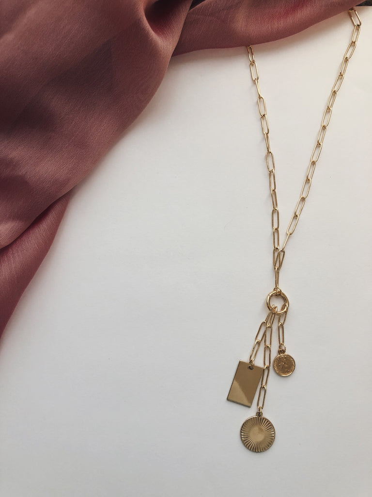 Gold Charm LV Necklace